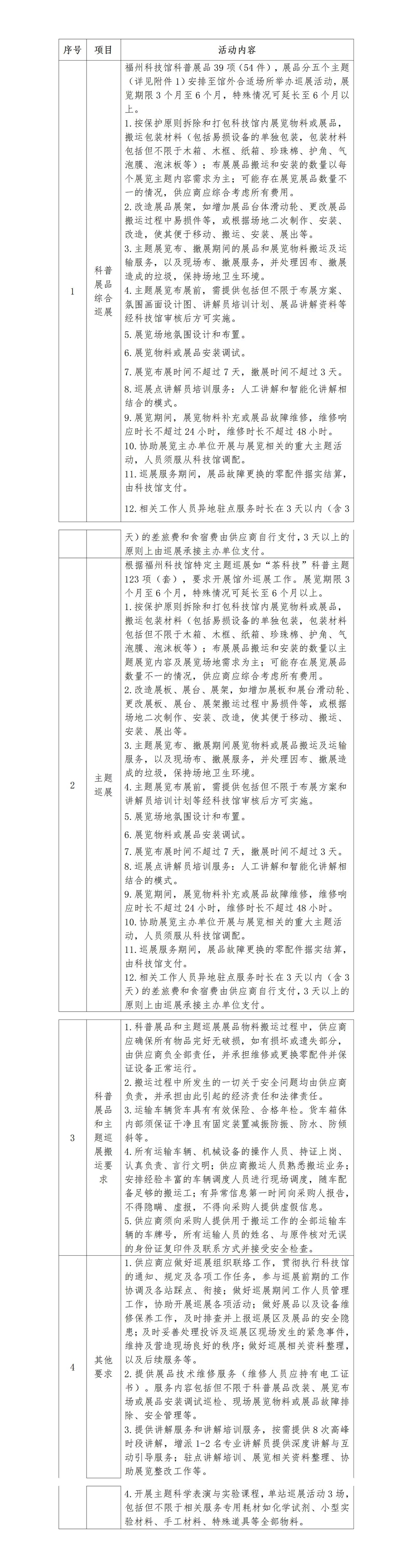 福州科技館流動科普巡展活動服務項目價格征集公告